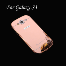 New S3 Warrior Aluminum Metal + Acrylic Mirror Battery Back Cover Case for samsung Galaxy S3 i9300 Phone bags Plating Surface
