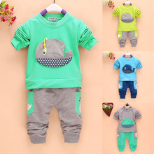 2Pcs Outfits Kids Baby Boys Clothes Long Sleeve Whale Tops Long Pants Clothing Sets 1 4Y