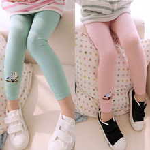 Baby Kid Girl Cotton Pants Embroidery Bird Warm Stretchy Leggings Trousers Free Shipping