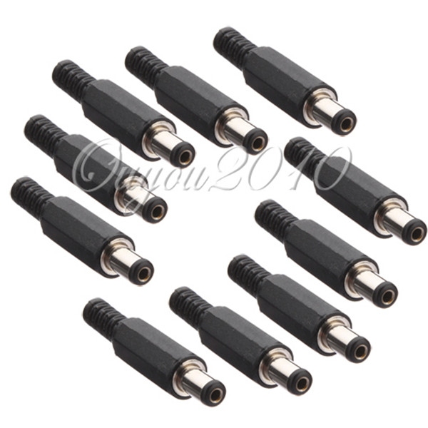 Hot Sale 10Pcs lot 2 1x5 5MM For DC Power Male Plug Jack Adapter Connector Socket