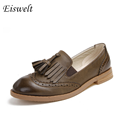 Flats British Oxford Shoes For Women Leather Brogues Women Oxfords With Tassels Platform Fringe Flats Shoes