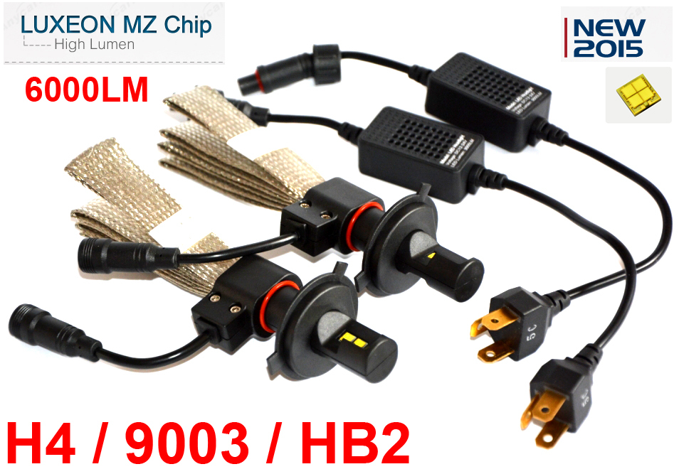 1 Set H4 9003 HB2 40W 6000LM CREE / PHILIP LED Headlight Hi/Low Lamp LUXEON MZ Chip 4LED White 12/24V Copper Belt Dissipation