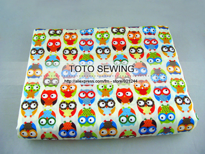 1 meter 100% cotton fabrics by Meter 160cmx100cm colorful cartoon owl Printed for Quilting Children Dress Bedding Tilda Cloth