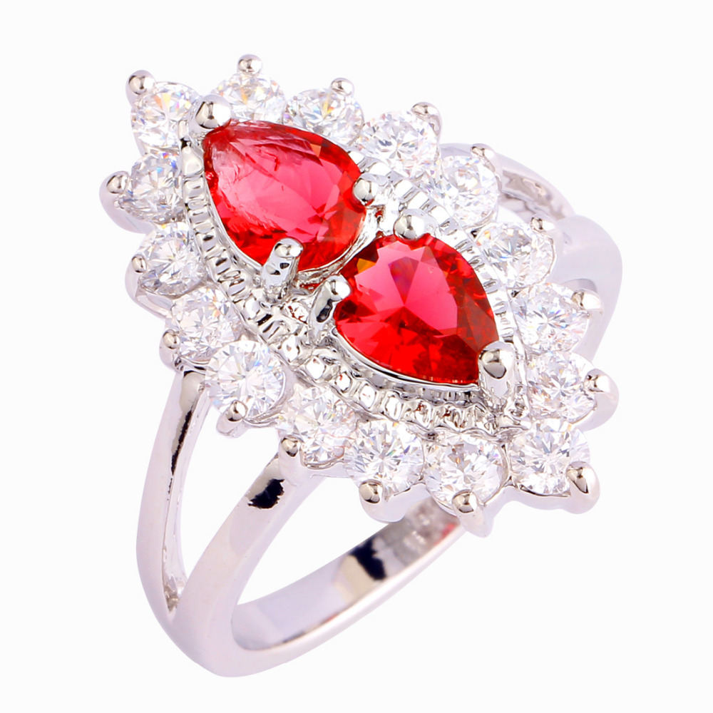 New Women Rings Retro Baroque Red Ruby Spinel 925 Silver Ring Size 6 7 8 9