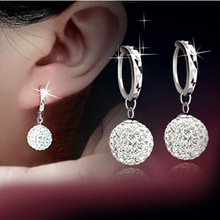 2015 Hot sale free shipping 925 pure silver stud earring full rhinestone ear buckle earrings fashion earring anti-allergic