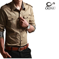 Free Shipping Cotton Long sleeve shirts for Mens long sleeved Plus Size Military Uniform Loose Shirt