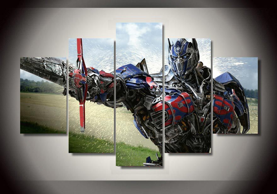 HD Printed Optimus Prime Transformers 5 piece Painting wall art room decor print poster picture canvas Free shipping/Y037