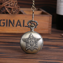 Vintage Antique Style Gun Black Unisex Crown Kuroshitsuji Black Butler Cover Pattern Quartz Pocket Watch Necklace