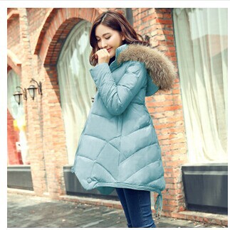 New 2014 Winter Jacket Women High-End Fashion Fur Collar Hooded Zipper Elegant Slim Plus Size Long Warm Down Parkas Coat WJ1922