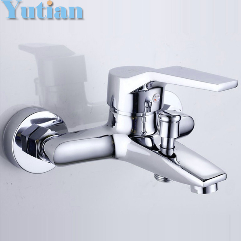 Free shipping Polished Chrome Finish New Wall Mounted shower faucet Bathroom Bathtub Handheld Shower Tap Mixer Faucet YT-5339-A