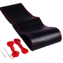 All Size 36-40cm Car Styling Genuine Leatherr Auto Car Steering Wheel Cover Cap Anti-slip With Needles and Thread