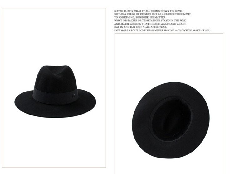 Wide Brim Panama Hats For Women M Letter Wool Fedora Hat Female Sombreros Black Church Hats For Girls Fashion Caps For Girls (11)