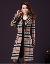 women jacket women winter coat New winter long section of genuine high-end woolen plaid coat free shipping