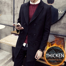 2016 Brand Double Breasted Plus Size Mens Wool Coat Male Winter Warm Woolen Jackets Turn-down Collar Slim Fit Trench MCT61