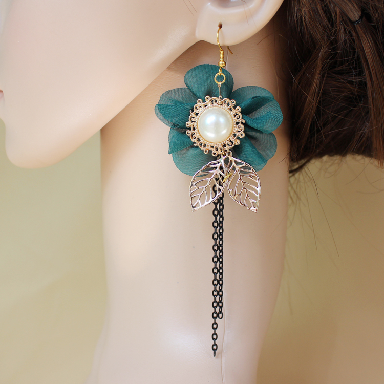 New Vintage costume leaves tassel jewellery  turquoise lace drop earring wholesale nice gift for women girl