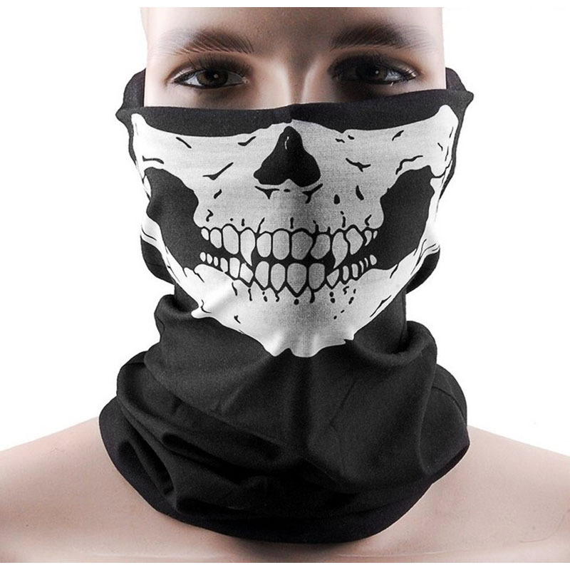 hot New fashion Skull Half Face Paintball Mask Scarf Bandana Skeleton Ski Motorcycle Biker Unisex Black