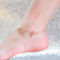 Top Quality 18KGP Rose Gold Plated Titanium Steel Letters Pearls Anklet Women s Fashion Brand Jewelry