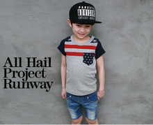C1 2016 NEW Korean Boys O Neck Cotton T shirt Children Summer Sport Short Sleeved