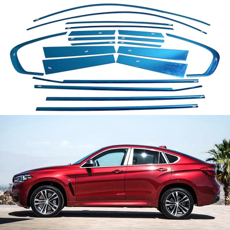 20/10Pcs/Set Stainless Steel Full Window Trim Decoration Strips For BMW X6 2010 2011 2012 2013 2014 2015 Car Styling