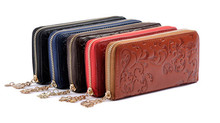 New Fashion Women Purse Genuine Leather Bag Wallet For Women Brand Designer Flower Vintage Wallet Zpper