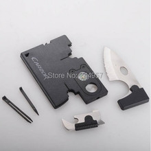 Hot ! 9 in 1 CARZOR Credit Card Companion Multi-function Card Tool  Serrated 2-Inch Steel Blade, Lens , Compass Hand Tools