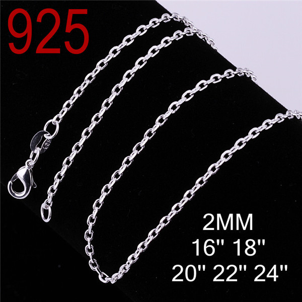 2014 square chain 16 18 20 22 24 inches 925 sterling silver 2 years guarantee cupper