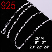 2014 square chain 16 18 20 22 24 inches 925 sterling silver 2 years guarantee cupper link rope Necklace jewelry men women