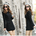 2016 Autumn Winter Women Woolen Coat zipper Slim O neck Pocket Multicolor Plus Size Long Sleeve