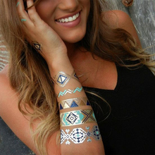 Flash Tattoo of Metallic tattoo golden tattoo Gold and Silver Bracelet necklace Temporary