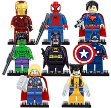 8 шт./компл. Super Heroes Мстители Совместимые Minifigures Строительные Блоки Устанавливает Аниме Кирпичи Игрушки для детей подарок с коробке