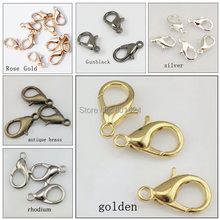 free shipping 12mm zinc alloy jewelry findng  lobster clasp hook  250PCS silver gold antique brass rodium