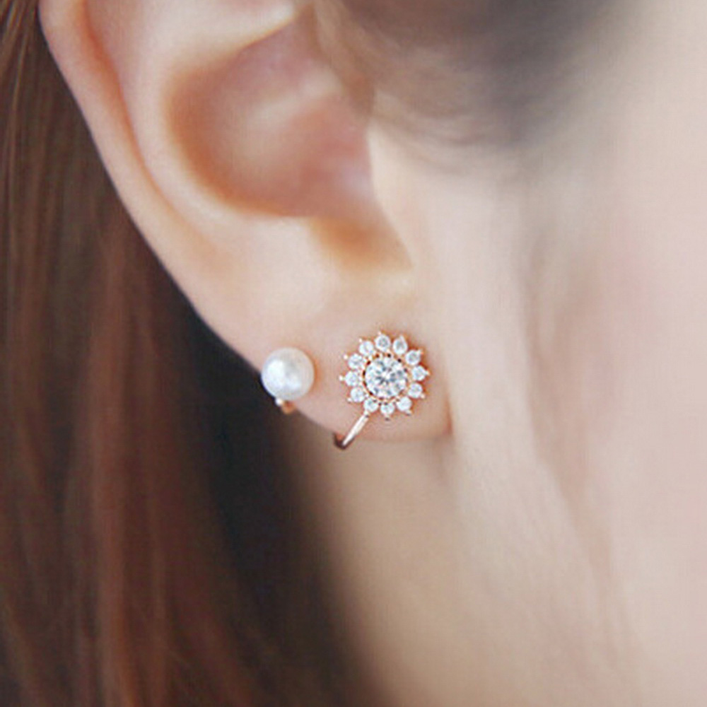 diamond earrings on ear