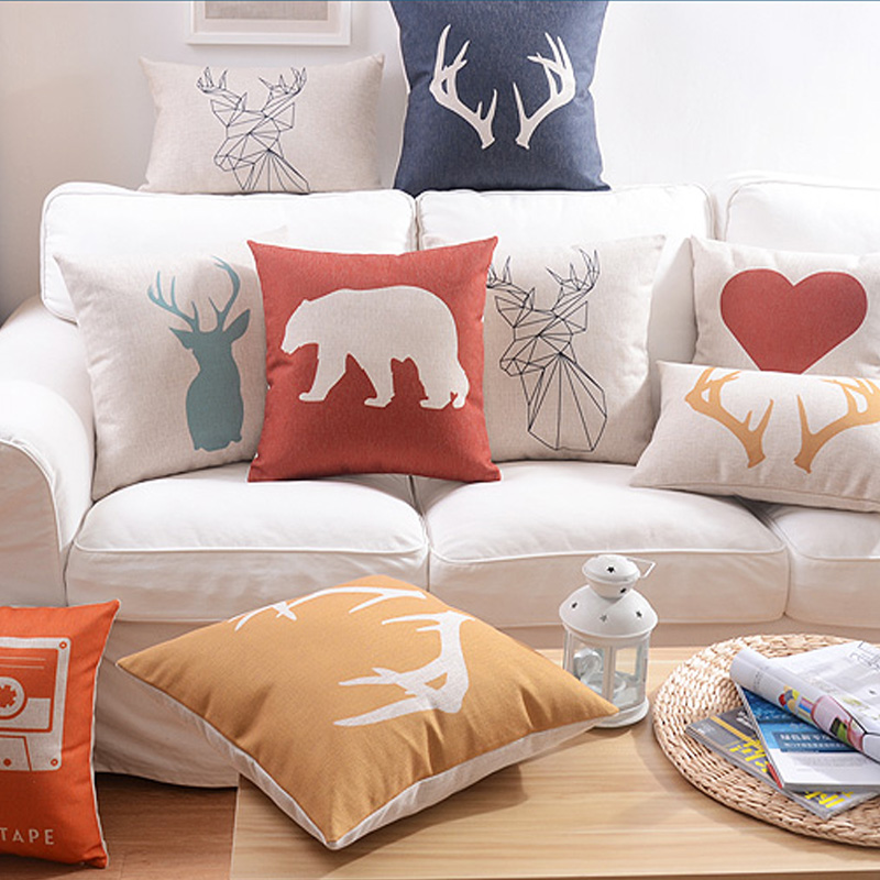 Nordic minimalist style Home Pillow Decoration deer elephant Chair Pillow abstract Decorative Throw Pillows free shipping