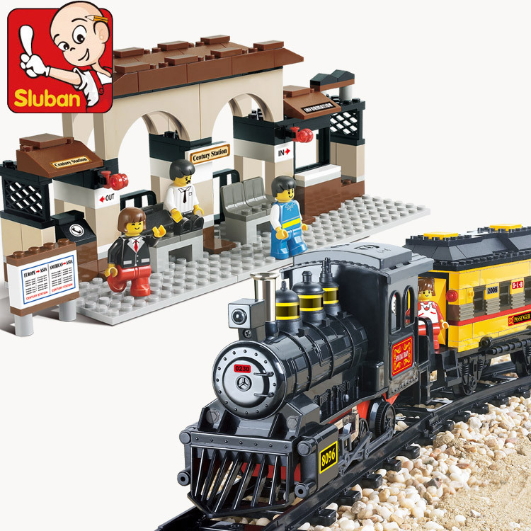 Train LED Train Station Bricks Minifigure Building Block Sets Model 