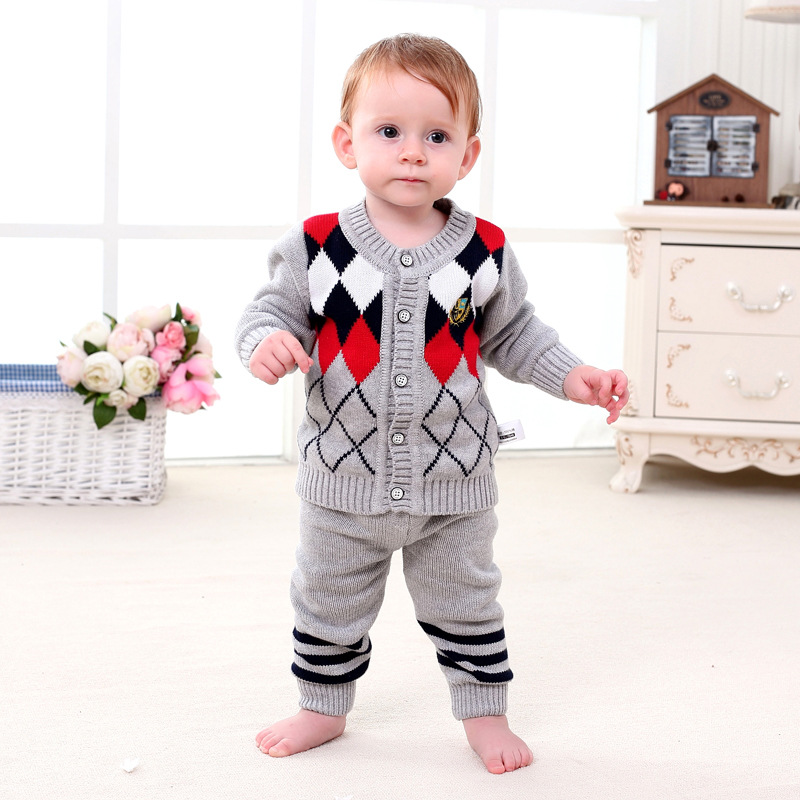 2016 Baby Boy Clothing Set Winter Warm Sweaters Baby Suit 3 Color Style Kids Clothes For Sale 
