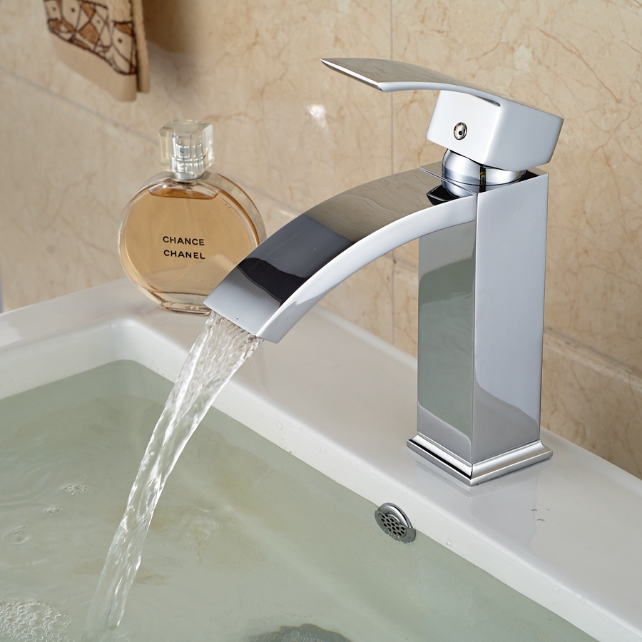 Free Shipping Wholesale And Retail Chrome Brass Waterfall Bathroom Basin Faucet Square Vessel Sink Mixer Tap Deck Mounted Free Shipping Wholesale And Retail Chrome Brass Waterfall Bathroom Basin Faucet Square Vessel Sink Mixer Tap Deck Mounted