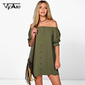 Vicabo Slash Neck Off The Shoulder Loose Dress Women Shirt Dress Button Straight Vestidos Robes Casual