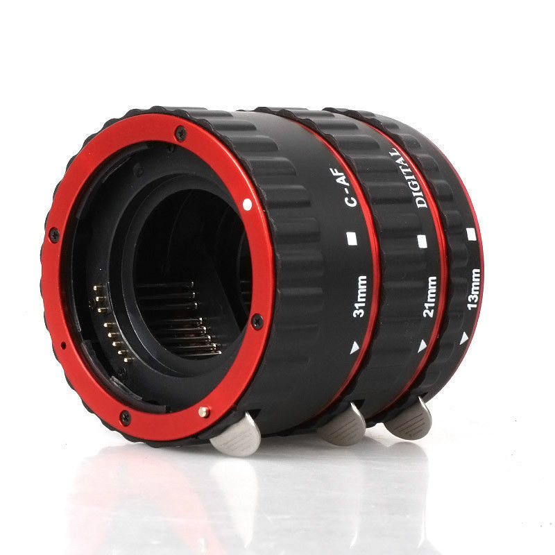 Red Metal Mount Auto Focus AF Macro Extension Tube Ring for Kenko Canon EF S Lens
