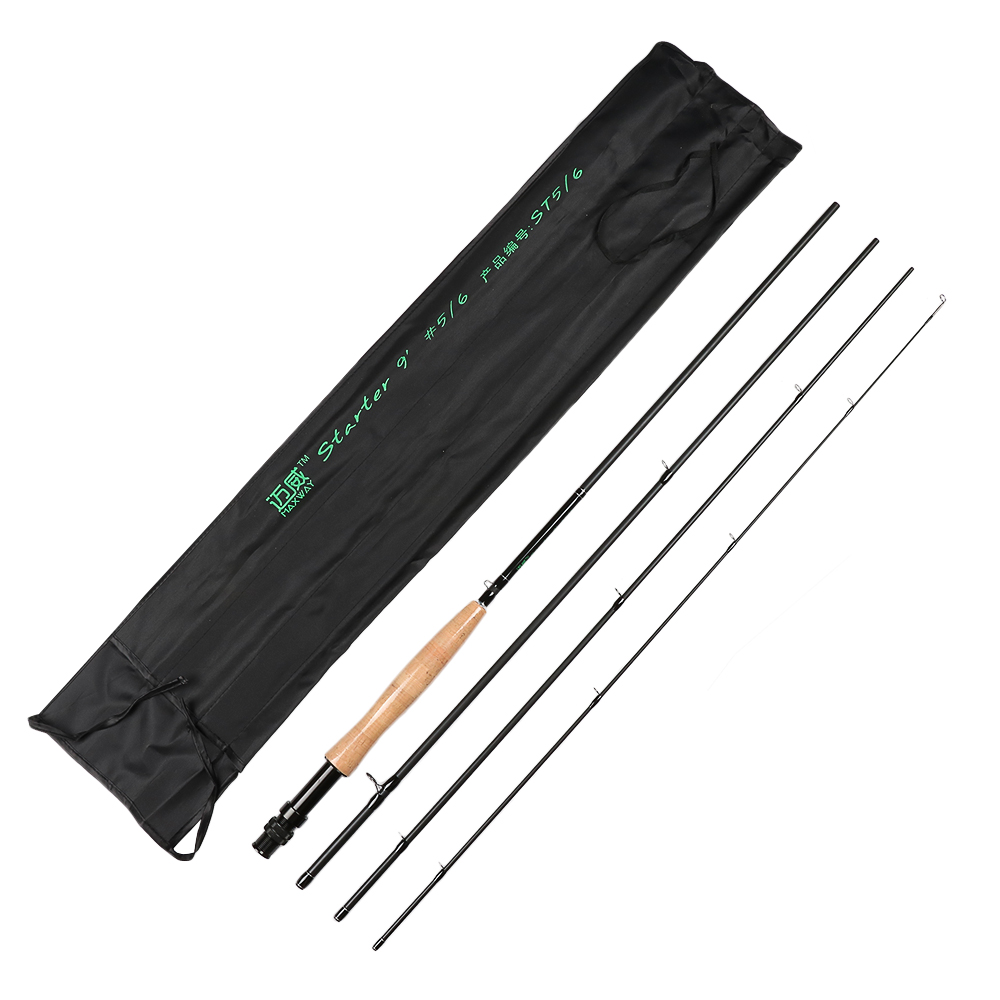 Maxway 3/4 5/6 Fly Fishing Rod 4 Segments Medium Fast Action Carbon Fiber Fishing Rods 2.1m 2.7m Wooden Handle Pole