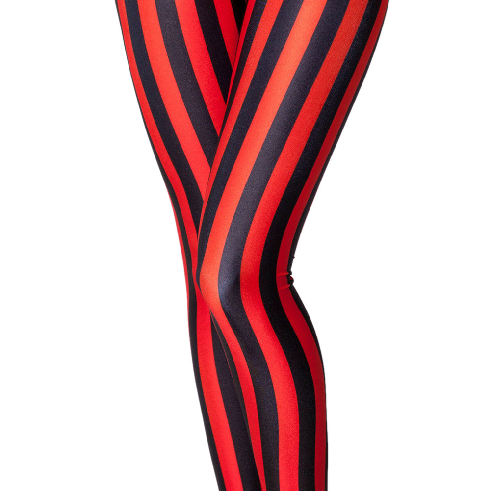 red and black vertical striped pants