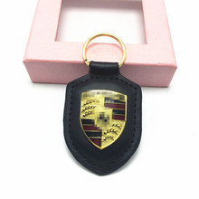 Cheap Price Promotion Car Logo Key Ring High-quality Car Brand Real Leather Key Holder Keychain Car Accessories