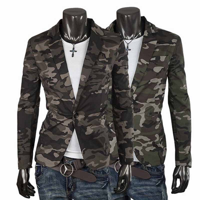 2015 New Arrival Camouflage Suit Jacket Blazer Mens Slim Fit Hunting