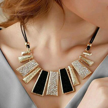 Fashion Design Beads Enamel Bib Leather Braided Rope Chain Necklace Geometric Statement Collares for Women Accessories Jewelry