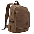 Canvas Genuine Leather Splicing Backpack Men Retro Trendy Casual Bag Solid Color Plain Laptop Bag Women