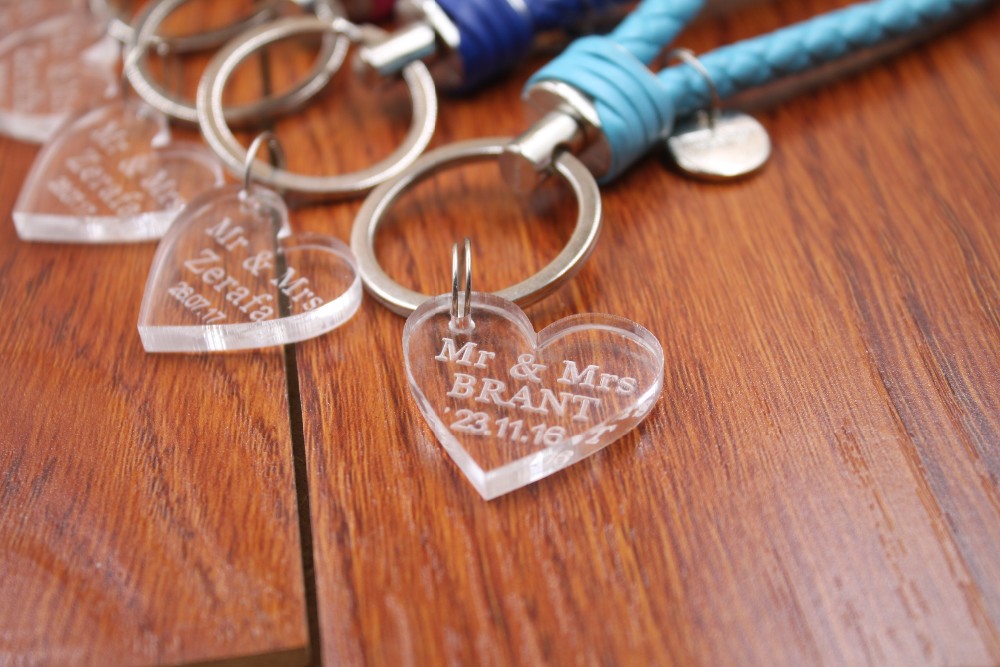 Wholesale Clear Personalized Laser Engraved Keychain Love