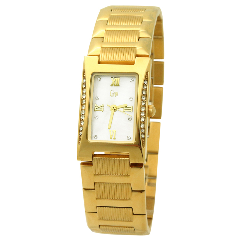 Gold Winner Brand Women Girl Stainless Steel Watches Rectangle Diamond Shell Face Quartz Watches Wristwatches GW180075