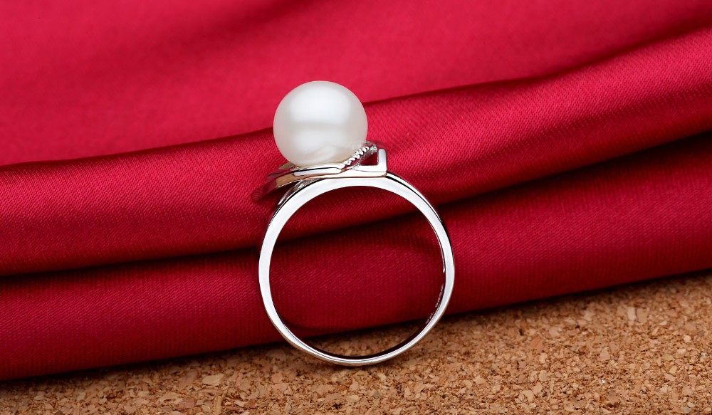 Christmas birthday unique jewelry gift th whit925 sterling silver setting big true freshwater pearl wedding bands rings