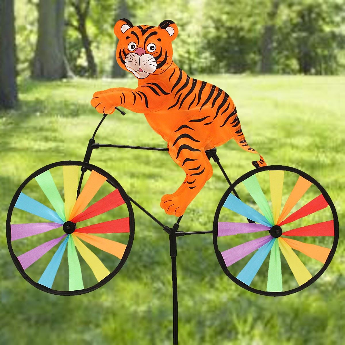 Tiger on Bike DIY Windmill Animal Bicycle Wind Spinner Whirligig 