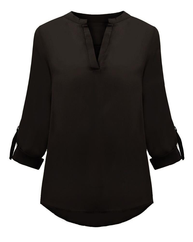 Zanzea 2018 Spring Women V Neck Chiffon Blouse Tops Fashion OL Style Fold Long Sleeve Casual Gray Blouses Plus Size Blusas Shirt aeProduct.getSubject()