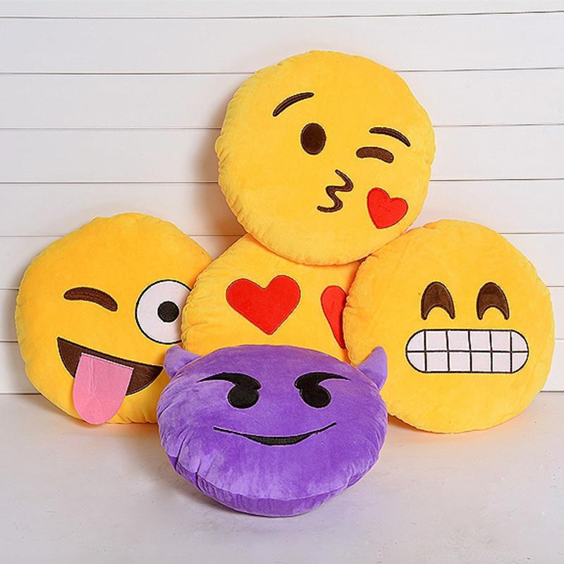 Multi Styles Soft Emoji Smiley Emoticon Yellow Round Cushion Pillow Stuffed Plush Toy Doll Christmas Present
